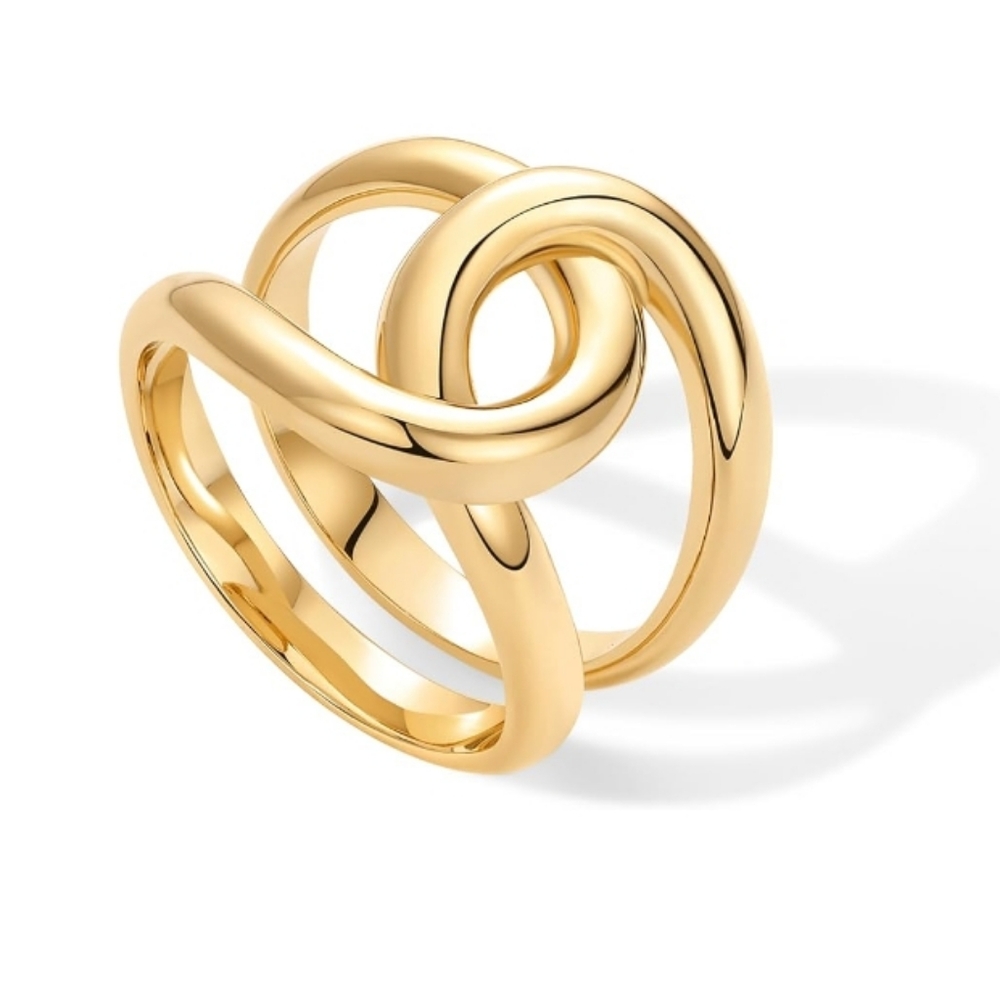 14K Gold Plated Chunky Interlock Statement Interloop Thick Link Ring